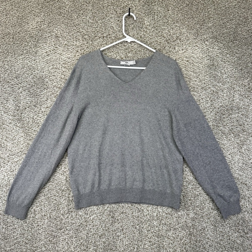 Inis‎ Meain Sweater Men's Medium 100% Linen V-Neck Made In Ireland Gray Pullover